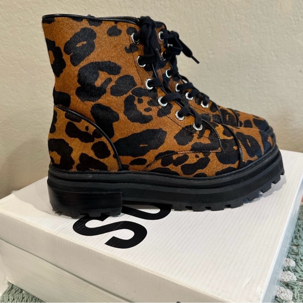SCHUTZ Leopard Print Combat Boots - Picture 2 of 8